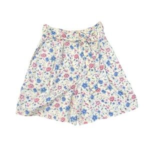 Vintage 100% Cotton Floral Cottagecore High-Waisted Shorts with belt Size Large
